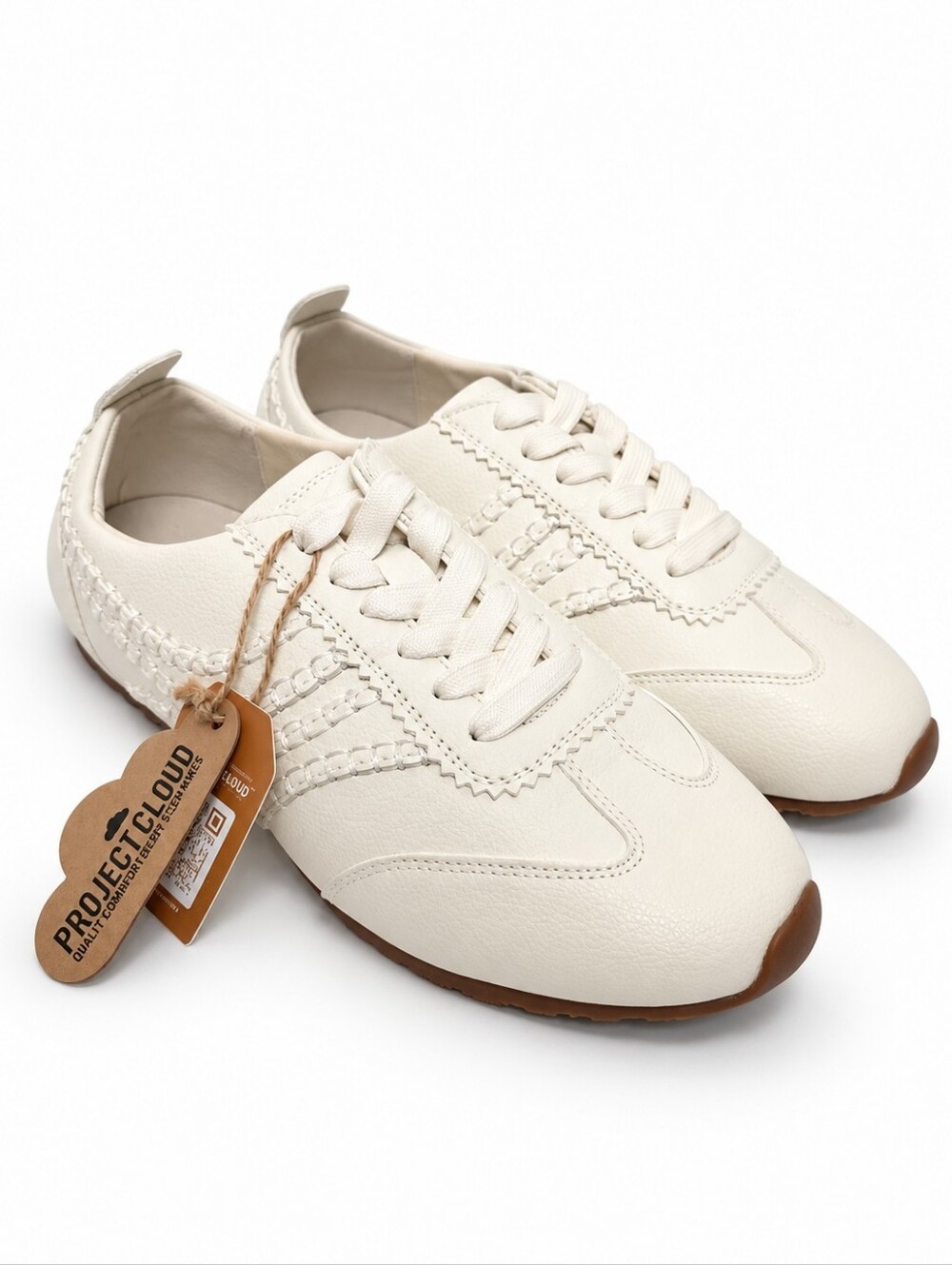 Project Cloud Monica White Leather Memory Foam Retro Sneakers Women’s Size 8 NWT